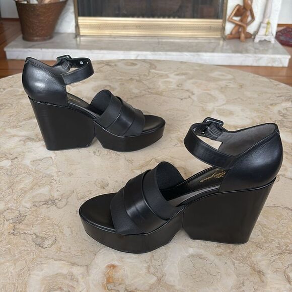 Robert Clergerie Dobert Leather Wedge Platform Sandals - Picture 6 of 15